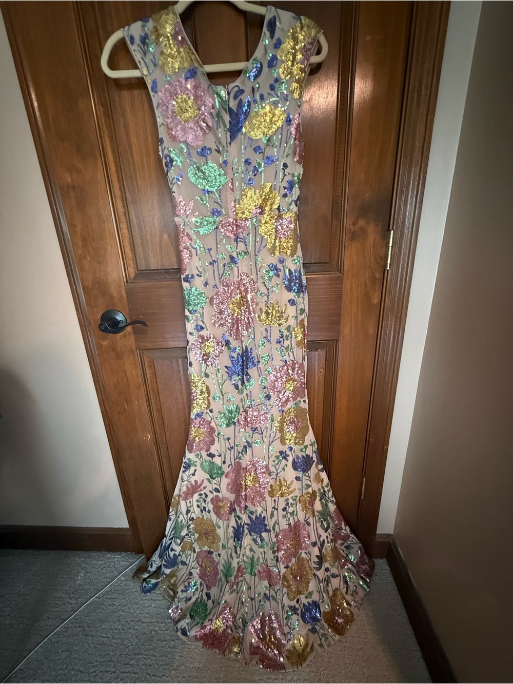 Embellished Floral Sequin Maxi Dress - Picture 10 of 12